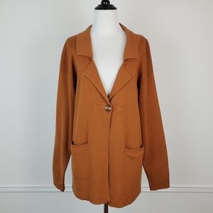 All:row Cardigan Sweater Burnt Orange Fall Winter Boho Cozy Minimalist Longline